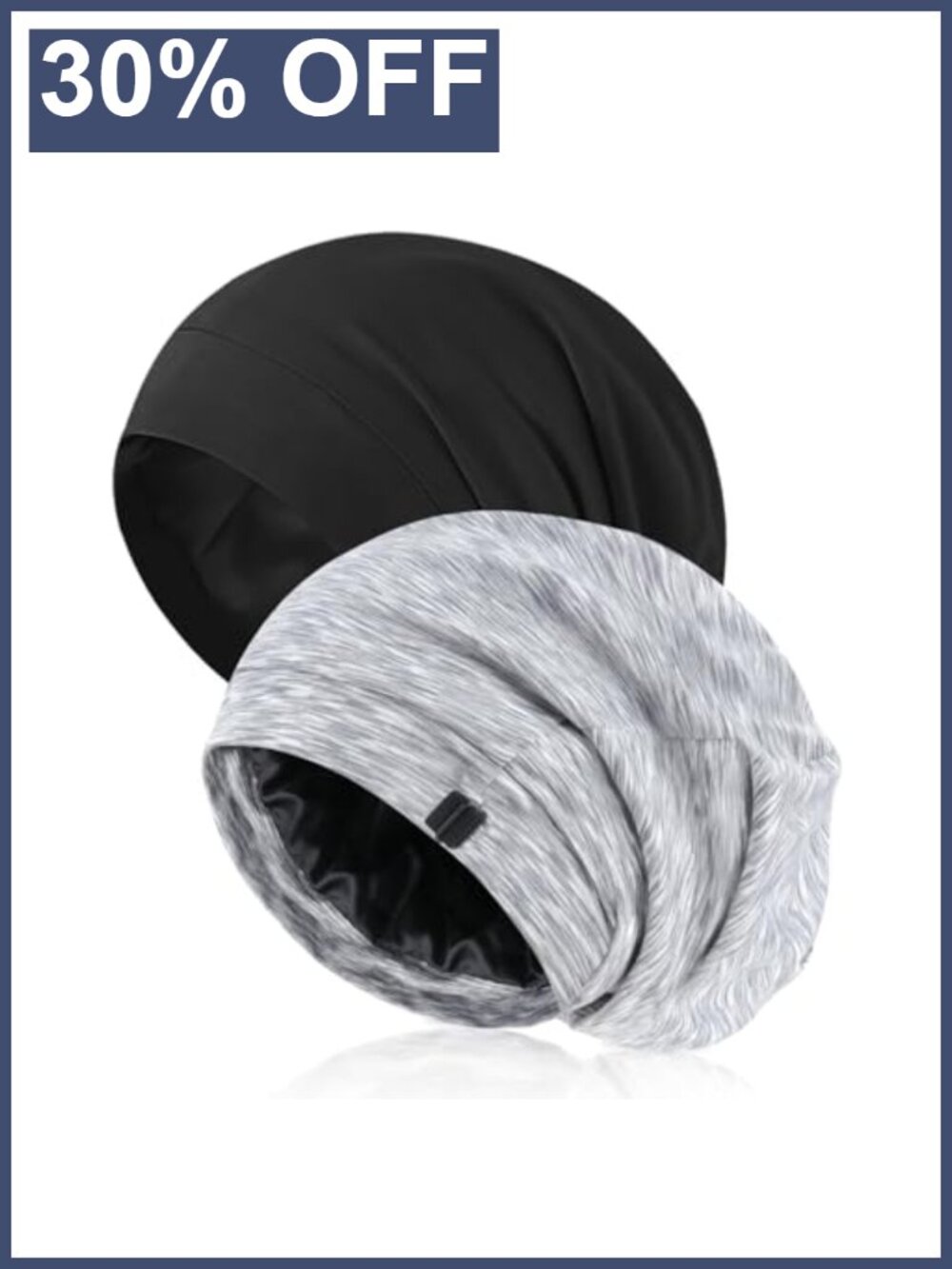 2 Pack Silk Satin Hair Bonnet for Men Adjustable Stay-On Sleep Cap Beanie for